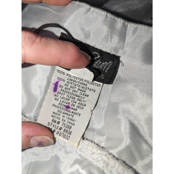 Vintage Y2K Zum Zum Strapless Formal Mini Dress Black Gray Glitter Sequins - Picture 8 of 9